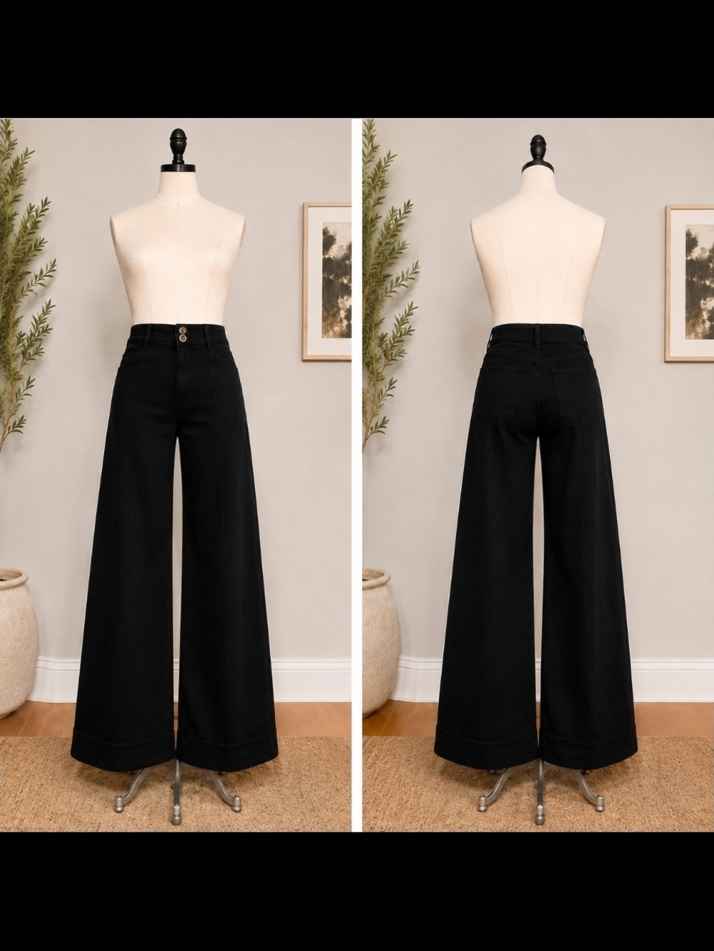 J.Crew High Rise Denim Trouser Wide Leg Jeans Black NWT 29